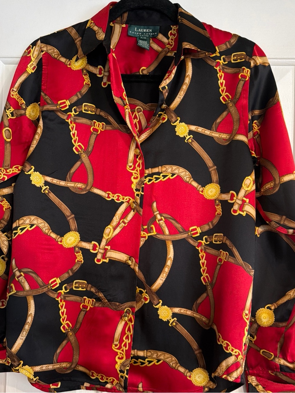 Lauren Ralph Lauren 100% silk iconic chain print Size PS